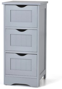 Armário de Madeira com 3 Gavetas Verticais Cómoda Moderna de Gavetas para Sala de Estar Casa de Banho Escritório  30 x 30 x 63,5 cm Cinzento