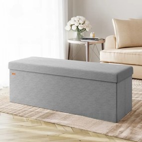 Banco dobrável em cordão macio com espaço de arrumação 114 x 38 x 38 cm Cinzento