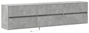 Móvel de parede p/ TV c/ luzes LED 180x31x45 cm cinza cimento