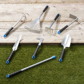 HI Conjunto de ferramentas de jardim 8 pcs metal prateado