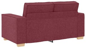 Conjunto de Sofá de 3 Peças com Almofadas Vermelho Vinho