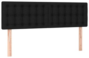 Cama box spring c/ colchão e LED 140x200 cm tecido preto