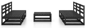 7 pcs conjunto lounge de jardim pinho maciço preto