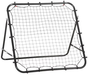 HOMCOM Rede de Rebote de Metal com Ângulo Ajustável e 20 Cordas Elásticas para Treinamento de Futebol 96x80x96 cm Preto