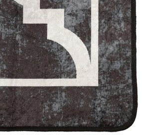 Tapete lavável antiderrapante 190x300 cm preto e branco
