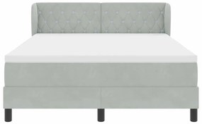 Cama Box Spring com Colchão Cinza Claro 140x200 cm Veludo