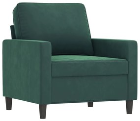 3 pcs conjunto de sofás com almofadas veludo verde-escuro