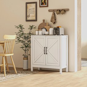 Aparador para Sala de Estar Moderno Móvel Sala de Estar com Prateleira Ajustável Aparador Cozinha 80x35x85 cm Branco