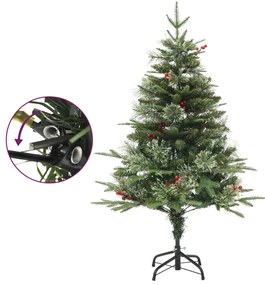 Árvore de Natal com pinhas pré-iluminada 120 cm PVC e PE verde