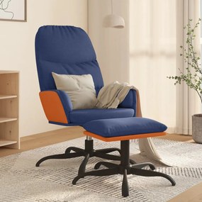 3097391 vidaXL Cadeira de descanso com banco tecido azul