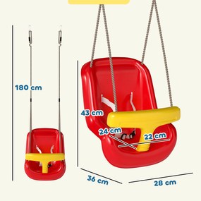 Baloiço para Crianças Interior e Exterior Baloiço de Jardim para Bebés e Crianças 9-36 Meses Corda Ajustável e Cinto de Segurança