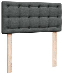 Cama box spring com colchão solteiro tecido cinzento-escuro