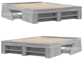 Estrutura cama 140x190 cm derivados de madeira cinzento sonoma