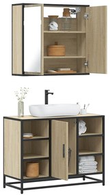 vidaXL 2 pcs conj. móveis casa banho derivados madeira carvalho sonoma