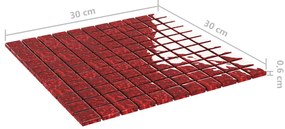 Ladrilhos de mosaico 11 pcs 30x30 cm vidro vermelho
