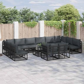 vidaXL Conjunto de Sofá de Jardim 12 pcs Preto 423 x 211,5 x 71 cm