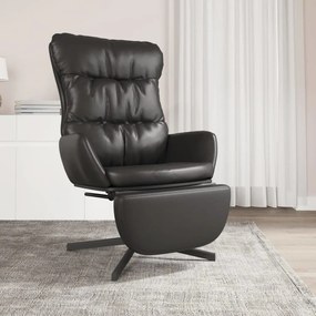 Cadeira de descanso com apoio de pés couro artificial preto