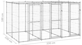 Canil de exterior com telhado 7,26 m² aço galvanizado