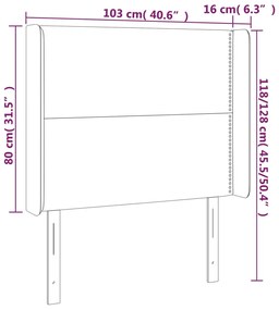 Cabeceira cama c/ abas couro artif. 103x16x118/128 cm cinzento