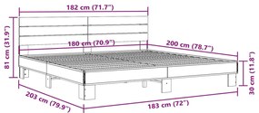 Estrutura de cama 180x200 cm derivados madeira/metal