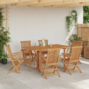 Conjunto de Jantar para Jardim de 7 Peças em Madeira Sólida Teak