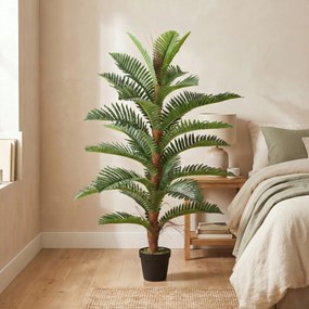 Palmeira artificial de 120 cm com 24 folhas em PEVA, planta decorativa com vaso de plástico, verde