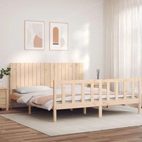 vidaXL Estrutura de cama Super King Size com cabeceira madeira maciça