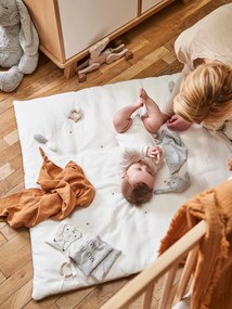 Tapete de atividades Montessori, em gaze de algodão biológico*, Amiguinhos cinzento