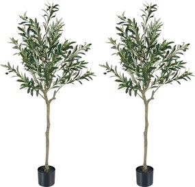 Conjunto de 2 Oliveiras Artificiais Altura: 150, Copa Frondosa (VASO NÃO INCLUIDO), , Verde