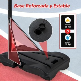 Suporte portátil para cesto de basquetebol Altura ajustável Sistema de baliza de basquetebol com base acolchoada 2 rodas lisas Preto