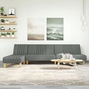 vidaXL Sofá-cama em forma de L 255x140x70 cm tecido cinzento-escuro