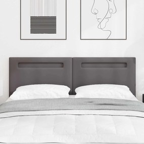 vidaXL Cabeceira LED Cinzeto 160 cm Couro Sintético