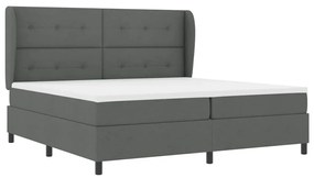 Cama com Estrado e Colchão Cinza Escuro, 200x200 cm de Tecido