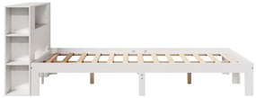Cama com estante sem colchão 140x200 cm pinho maciço branco