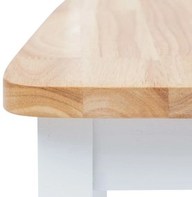 Cadeiras de jantar 2pcs seringueira maciça branco/madeira clara