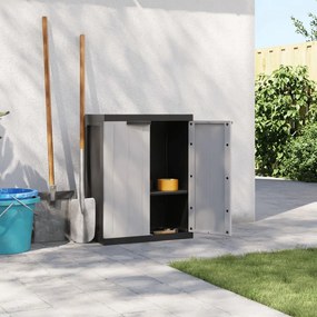 Móvel de arrumação para exterior 65x37x85 PP cinzento e preto