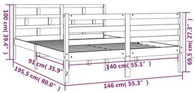 Estrutura de cama 140x190 cm madeira de pinho maciça