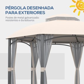 Outsunny Pérgola de Jardim Hexagonal 4x4m Pérgola de Exterior com Teto