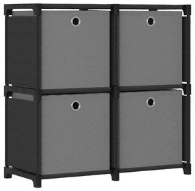 vidaXL Unidade prateleiras 4 cubos c/ caixas 69x30x72,5cm tecido preto