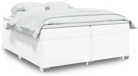 vidaXL Cama com molas/colchão 200x200 cm couro artificial branco