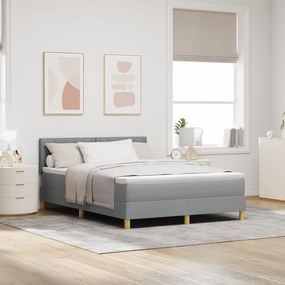 Cama Box Spring com Colchão Cinza Claro 140x200 cm Tecido