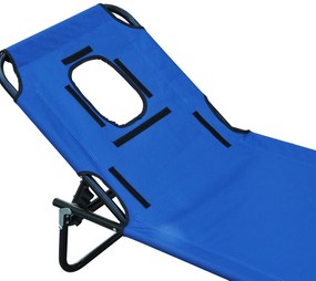 Espreguiçadeira reclinável e dobrável com almofada de leitura ou massagem - Cor azul - Aço - 190x56x28 cm