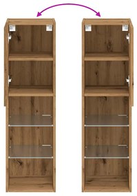 Móveis de TV c/ luzes LED 2pcs 30,5x30x102cm carvalho artisiano
