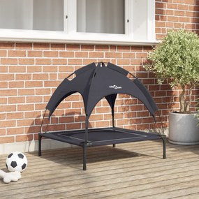 vidaXL Cama Elevada para Cães com Telhado Removível Preto M Metal