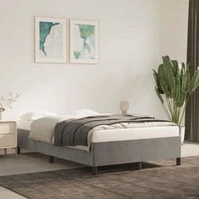 Estrutura de cama sem colchão 120x200 cm veludo cinzento-claro