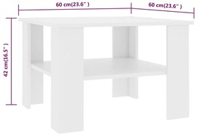 Mesa de centro 60x60x42 cm derivados de madeira branco