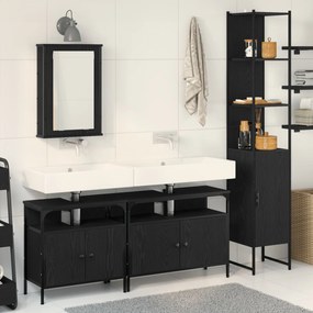 Conjunto de Móveis para Banheiro de 4 Peças Carvalho Preto Madeira Eng