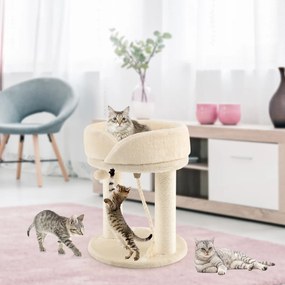 Árvore para gatos, altura 53 cm, torre para gatos 4 em 1 com plataforma de base acolchoada, bola de salto e corda de sisal Bege