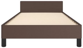 Estrutura de Cama Salu com Cabeceira em Couro Artificial Castanho - 80