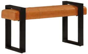 Banco 110 cm couro de cabra genuíno preto e castanho